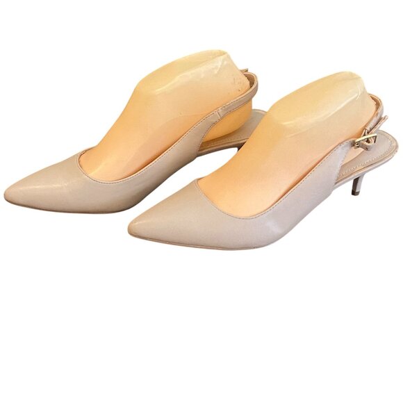 Calvin Klein Nasser Kitten Heel Slingback Pump Sz 9 Taupe Nude Beige #199S - Picture 1 of 11